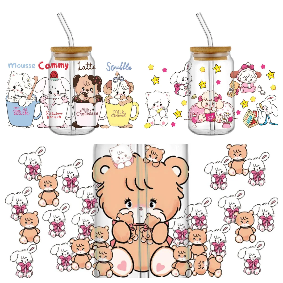 

Cartoon Mikko Cute Easy Peel Waterproof DIY Decals Transfers UV DTF Crystal Stickers 16oz UV DTF Tumbler Cup DIY Wraps Sticker