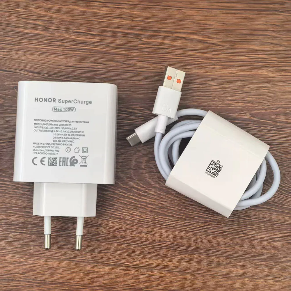 Original Honor 100W EU Charger SuperCharge Adapter 6A 1/1.5M Type C Cable For Magic 7 6 5 4 Pro 300 200 100 90 80 70 Pro V5 V3 - náhled 2