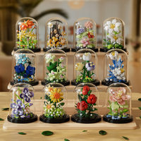 Building block flower eternal rose small particle building block assembly toy Birthday Christmas gift desktop decoration