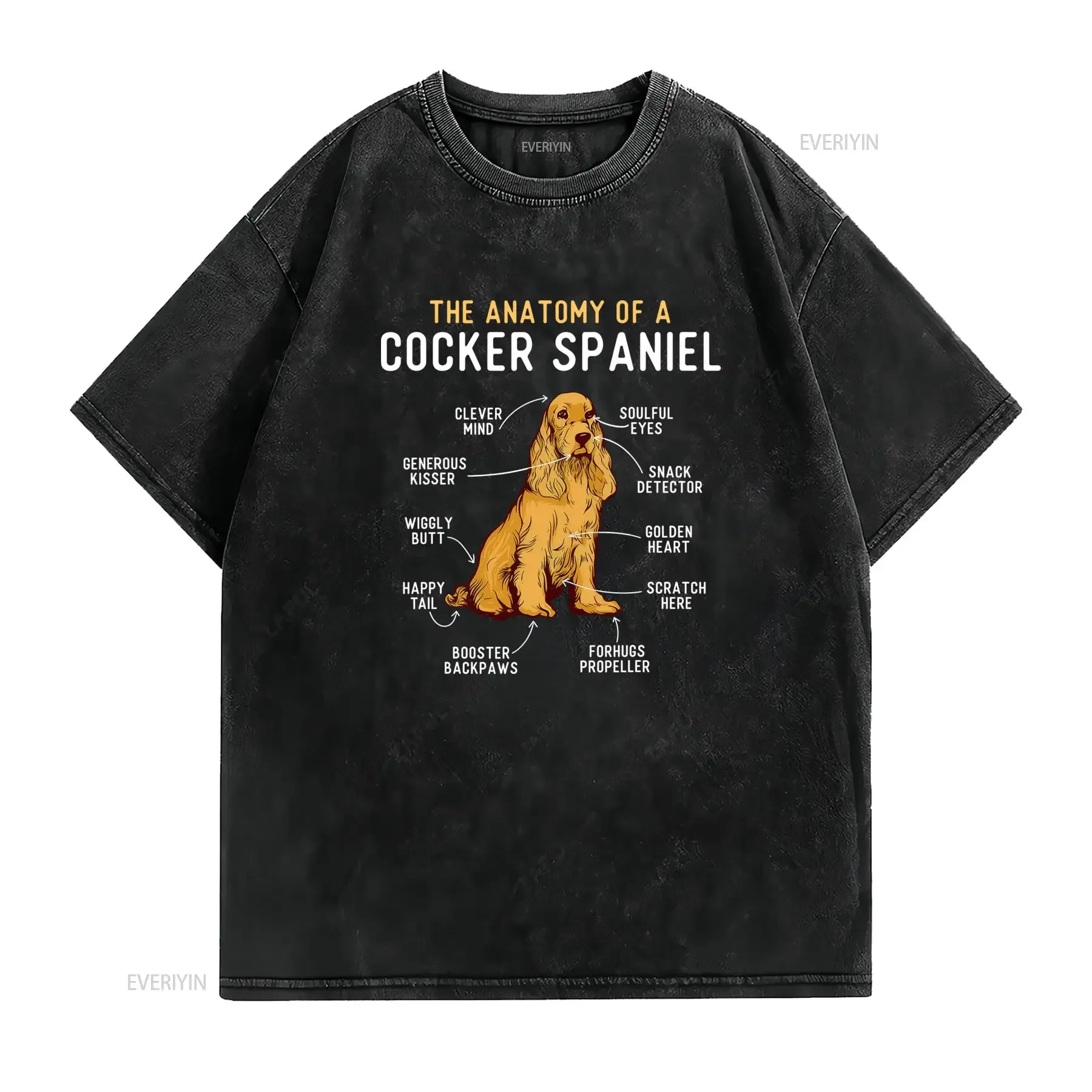 Men'S Cocker Spaniel Anatomy Dog Trainer T Shirt Funny Skeletal System Chart Design with Labeled Bones Soft Breathable vintage
