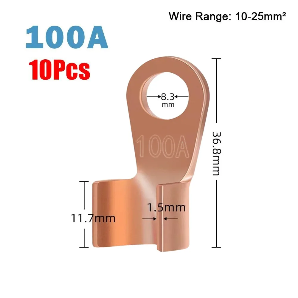 5/10Pcs OT Type OT Wire Nose Terminal Crimp Copper 10A-400A OT Cable Connector Kit Bolt Hole 1.5-16mm2 OT Lugs Ring Crimp