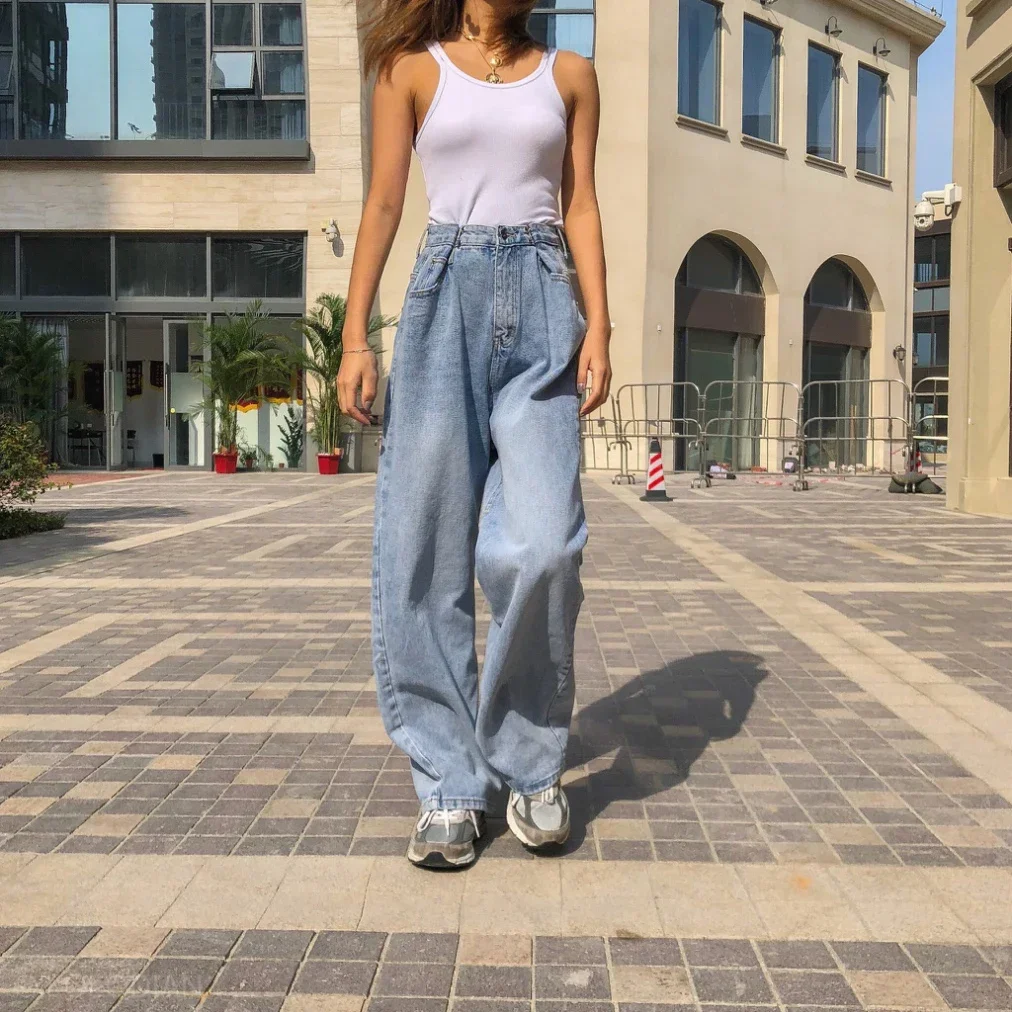 

MRMT 2025 Brand New Women's Trousers Thin Loose Plus Fat Increase High Waist Wide Pants for Female Leg Straight Jeans Pants