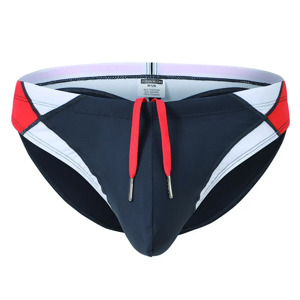 Zonbailon Mens Swimming Briefs Big Pouch Bikini Swimsuit Sexy Low Rise drawstring Swimsuits