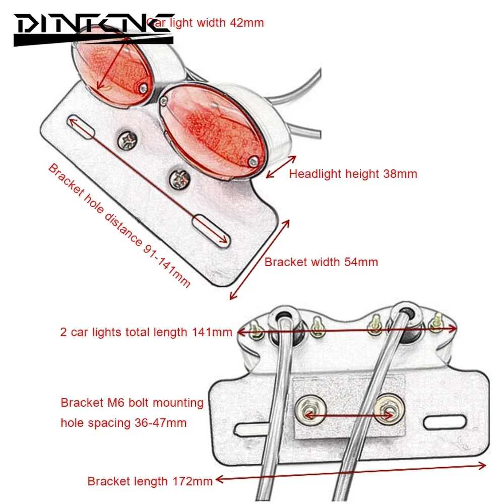 Rear Brake Light Accessories Universal Modified Motorcycle with Steering LED Tail Light License Plate Holder Motorcycle
