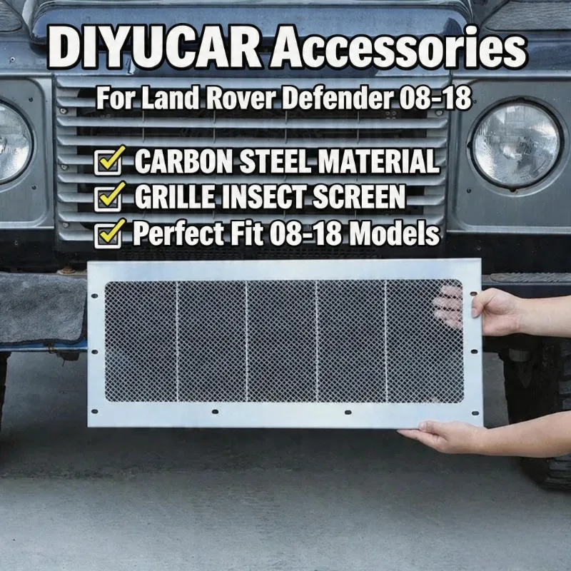 

For Land Rover Defender 90 110 130 2008-2018 Carbon steel Front Hood Grill Insect Prevention Mesh Cover Exterior Accessories