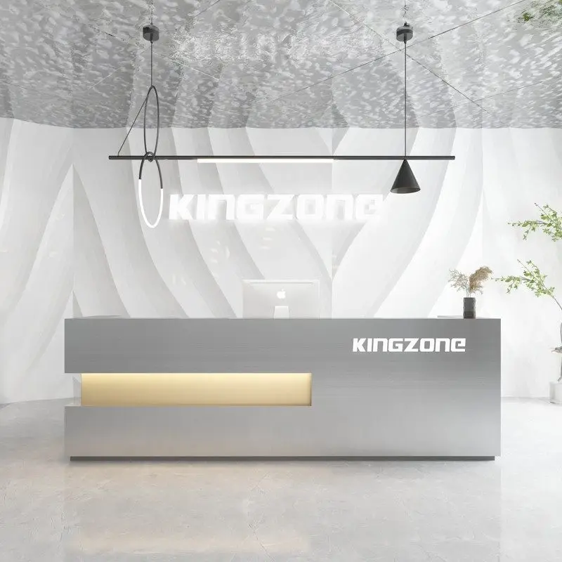 Customized Stainless Steel Company Beauty Salon Reception Desk Clothing Store Barber Shop Light Luxury Commercial Bar Checkout P