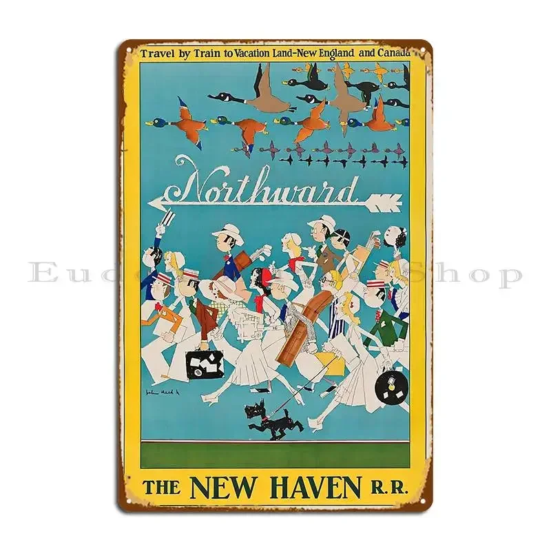 Retro The New Haven R R Northward Circa 1930 Metal Plaque Poster Designing Club Printing Cinema Create Tin Sign Poster