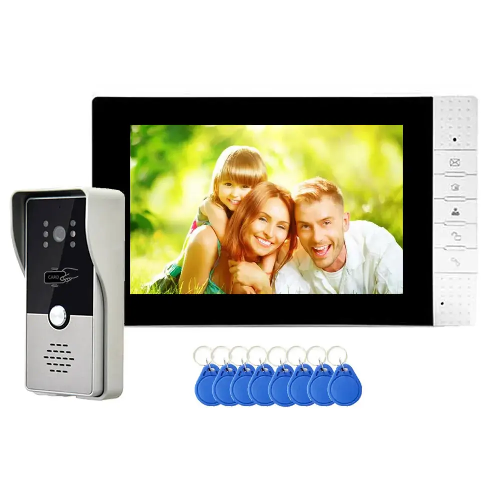 Nieuwe 7 Inch Bedrade Video Intercom Met Camera Deurbel Waterdichte Ondersteuning Unlock Camera Id Kaart Voor Thuis Appartement Syste