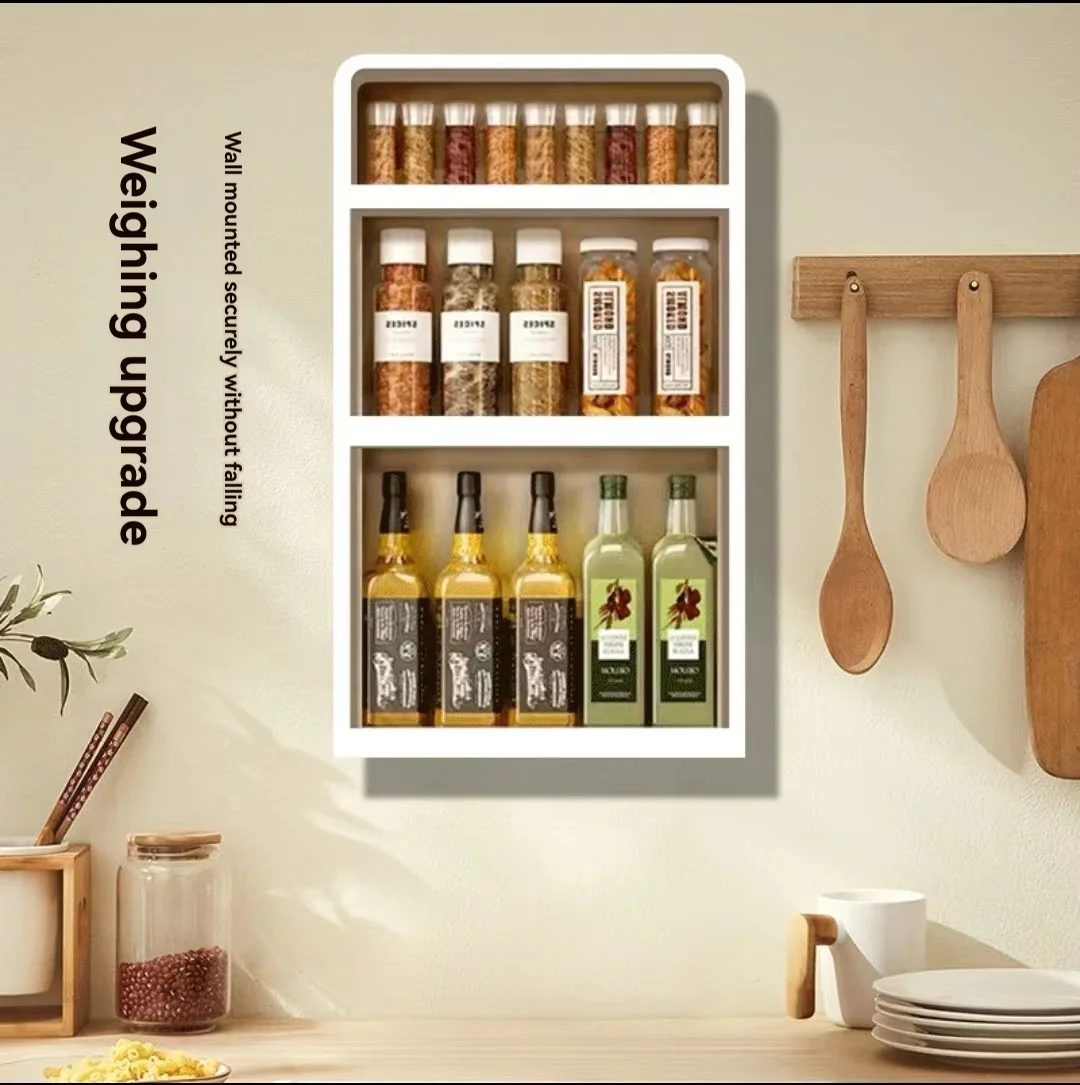 Kitchen Organizer Household Storage & Organiser Wall-mounted Shelf Spice Rack Organizer Kitchen With Plastic Storage