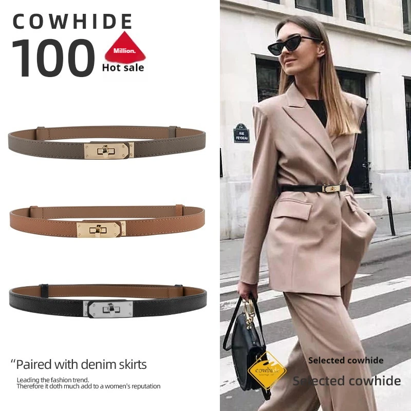 Explosive antique style retro waist accessories for women, thin waist belt for women, fashionable leather waist belt for women