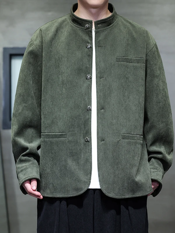 

Осень-зима, новинка, мужская универсальная повседневная куртка с воротником-стойкой в стиле ретро, китайская улучшенная верхняя одежда, свободный топ больших размеров