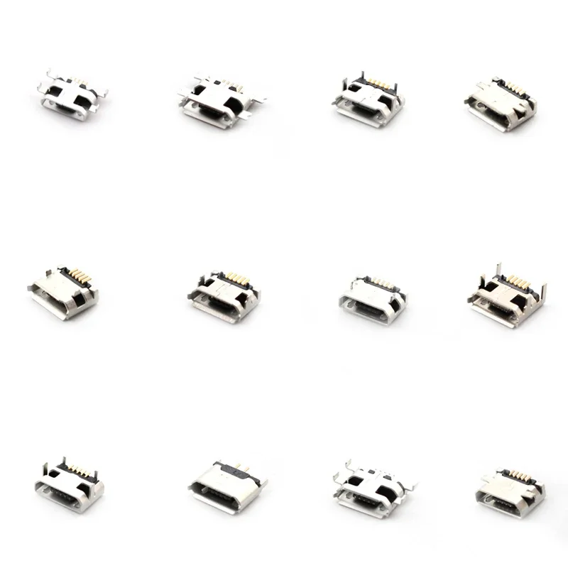 60 Pcs/set 12 Models Micro USB Connector Socket Jack USB Connectors Set for MP3 Lenovo Huawei Samsung SMD DIP Socket Set Kit