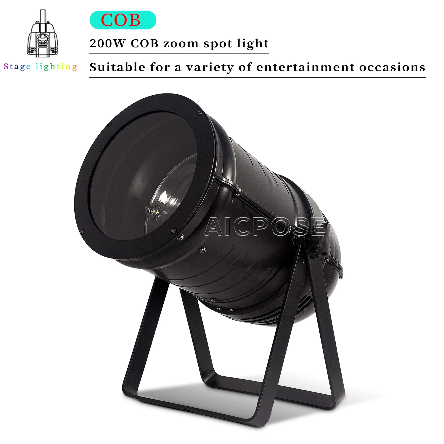 

200W COB Spotlight Cool White Warm White Strobe Stage Light DMX Control Professional DJ Disco Equipment Stage Show Lighting