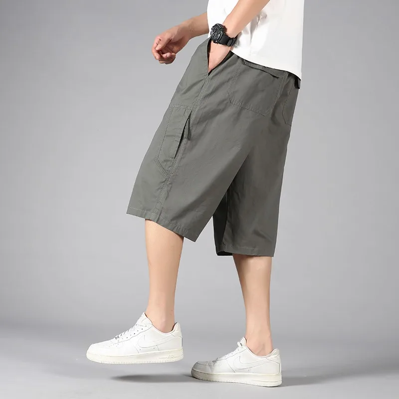 

Outdoor Shorts Pants Classic Drawstring Elastic Waist Straight Men Shorts Summer Pocket Casual Loose Thin Work Pant Trend Social