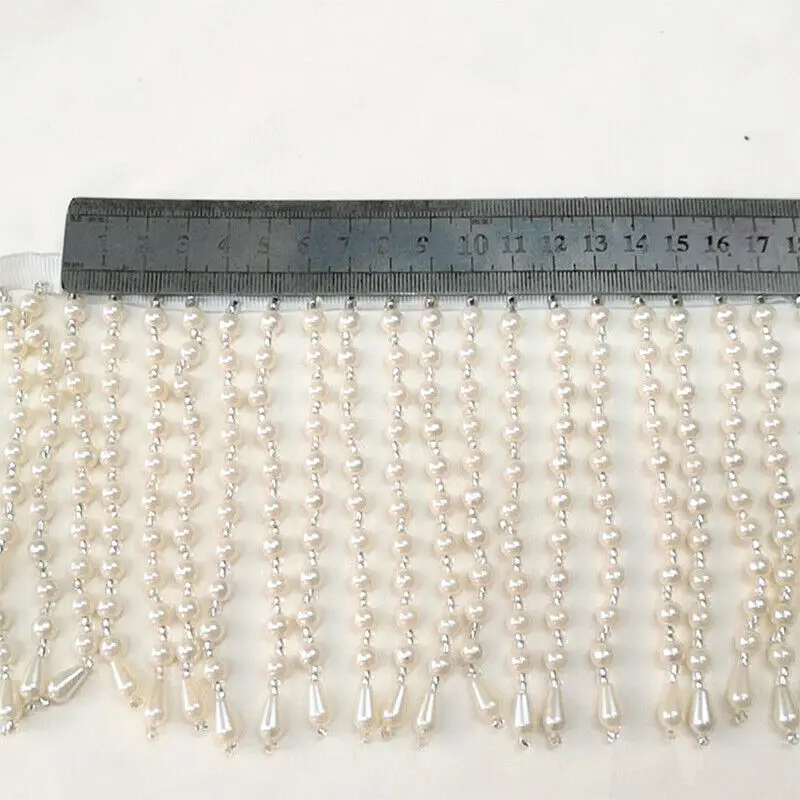 Pearl Fringe Beaded Trim Pearl Pendant Tassels Garment Dress Tassel Fringe Trim Decoration Shoes Ornaments Curtain DIY Sewing