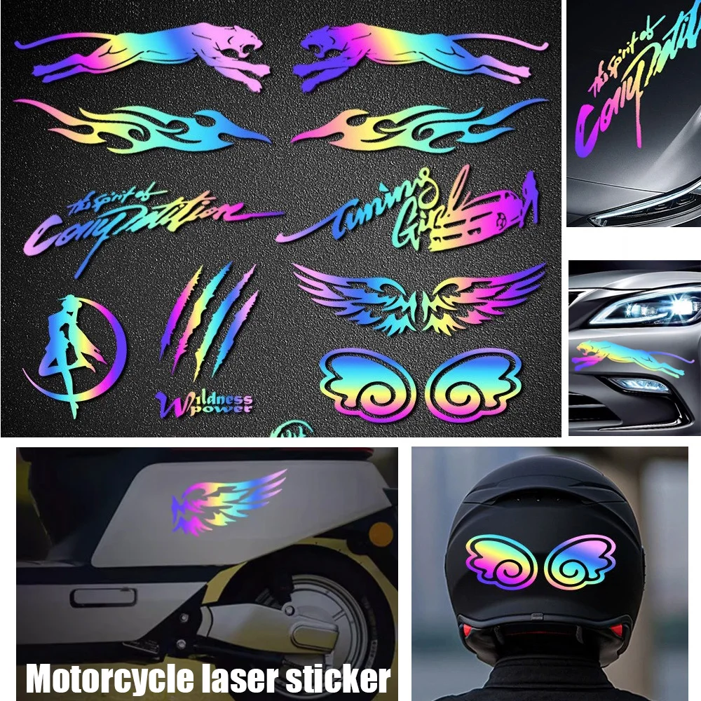 Motorcycle Stickers Car Laser Stickers Bicycle Waterproof Protection Helmets  Decals To Cover Scratches For NMAX155 TMAX S1000RR