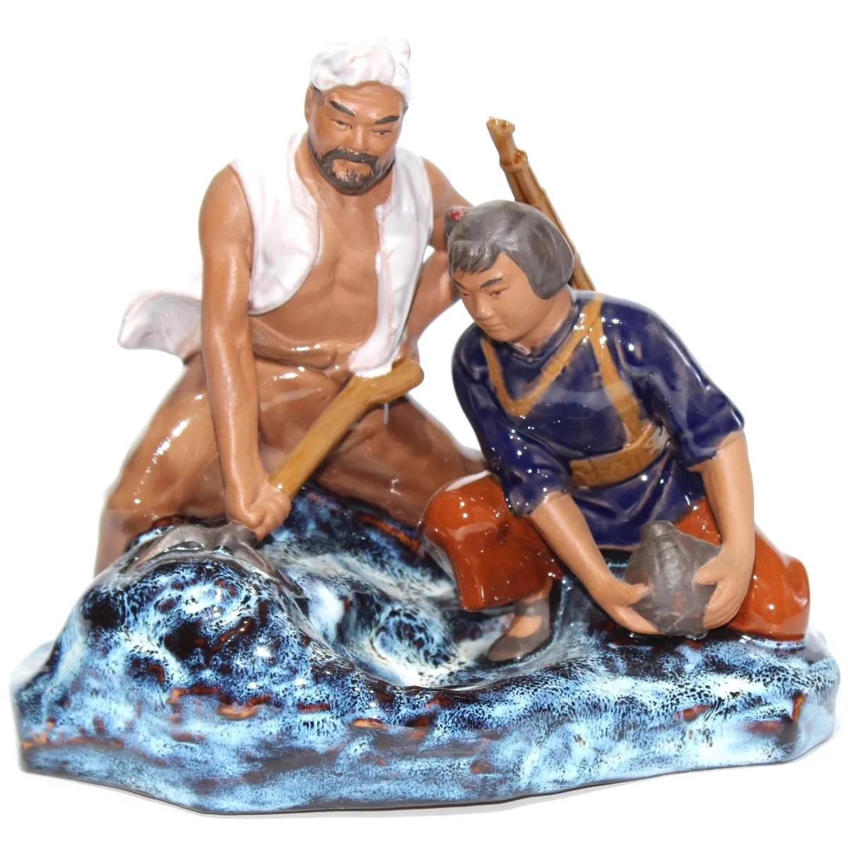 Figure decoration Shiwan kiln ceramic statue-War militia burying mines,Business is booming