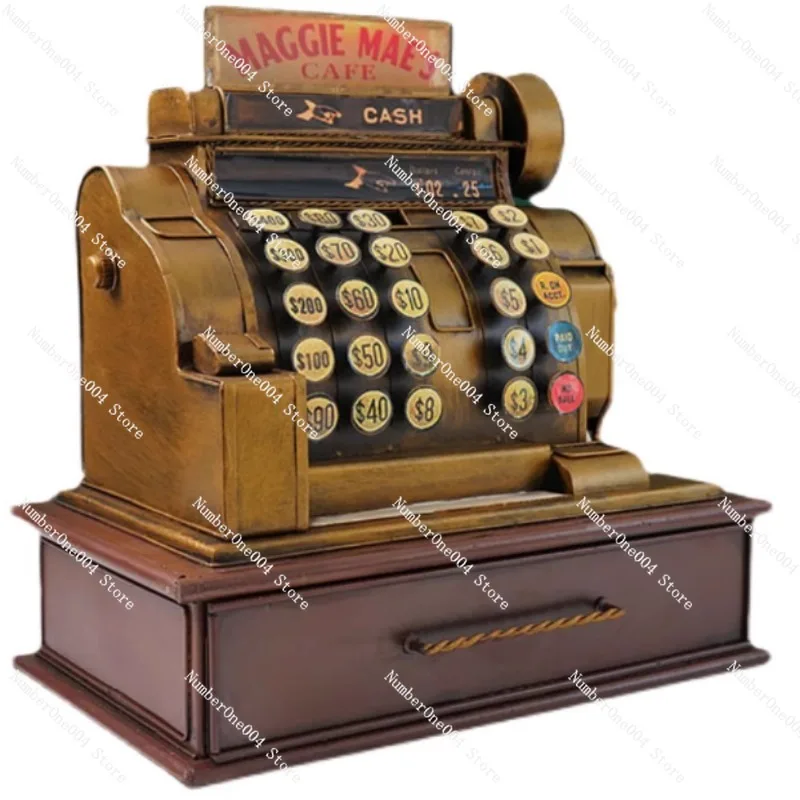 Objetos vintage estilo antiguo de la República de China de Shanghai, caja registradora vintage, modelo de salón de billar, decoración de bar, decoración de bar