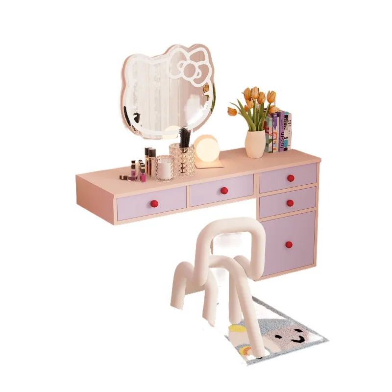 

Dopamine French dresser chest of drawers bedroom upper wall makeup cabinet cute cream style desk