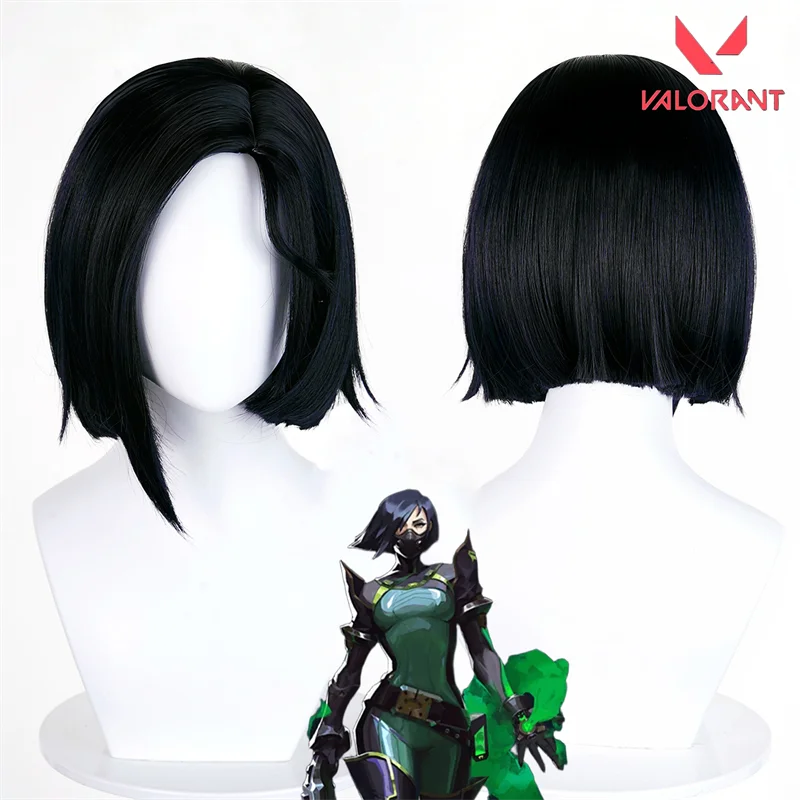 

Game VALORANT Viper Adult Cosplay Wig Black Long Medium Length Hair Heat Resistant Synthetic Wigs Halloween Carnival Party Prop