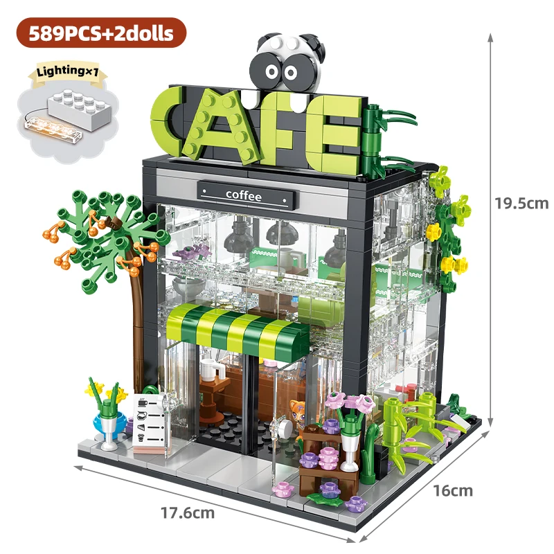 Dream Shop House Building Blocks DIY Puzzle Assembly Toy Street View Creative Architecture Bricks Model Kid Toys for Girls Gifts