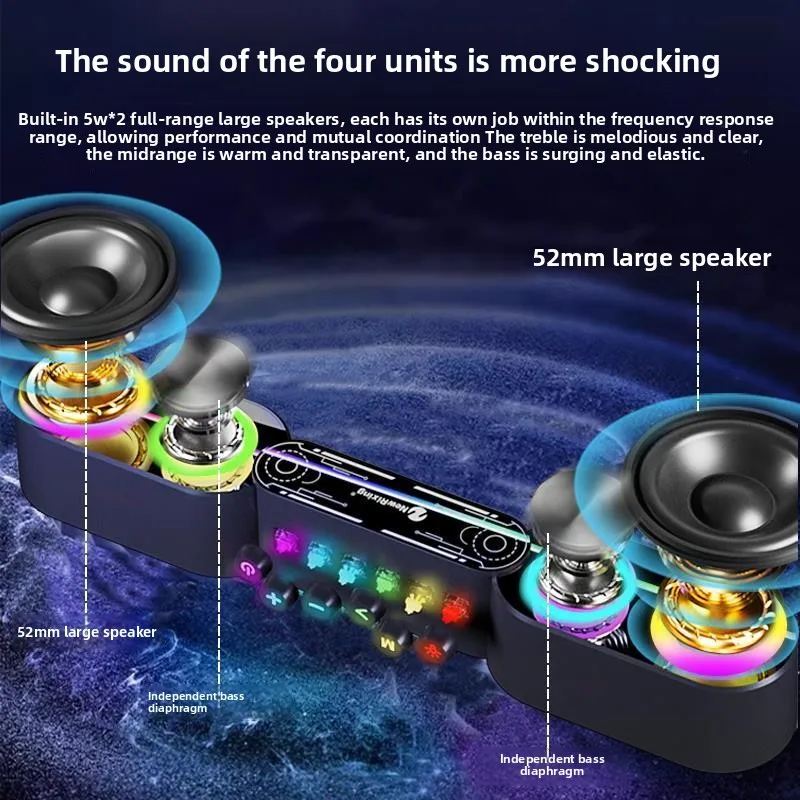Haut-parleur sans fil de jeu, rétroéclairage rvb, boutons d'arbre mécaniques, TWS FM TF USB, mains libres