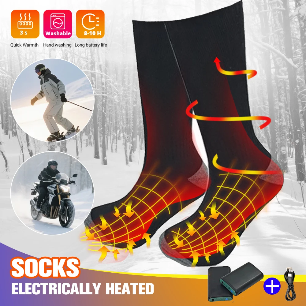 

Winter Heating Socks With Battery USB Rechargeable Anti-Cold Thermal Heated Foot Warmer Outdoor Ski Sports Electric Heated Socks