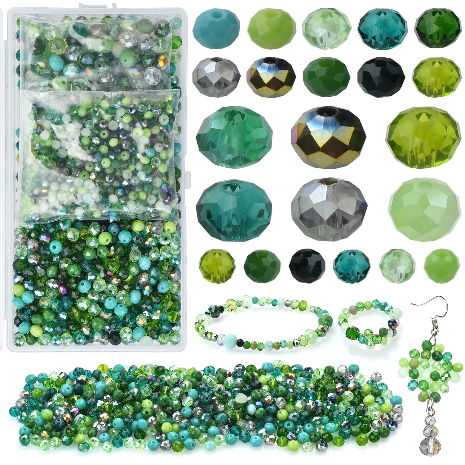 1000 Pcs/Box 4 6 8mm AB Faceted Crystal Rondelle Glass Round Loose Spacer Beads Crafts for DIY Making Jewelry Bracelet Necklace