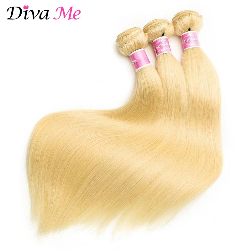 Rechte Menselijk Haar Bundels Weave Double Track 30 32 34 36 38 40 Inch 613 Blonde Malaysian Raw Hair Remy Bundels Gratis Verzending