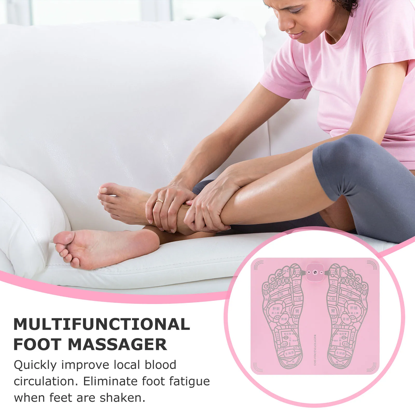 

1Pc Charging Foot Massage Cushion for Foot Fatigue Relief Lightweight Design Improve Blood