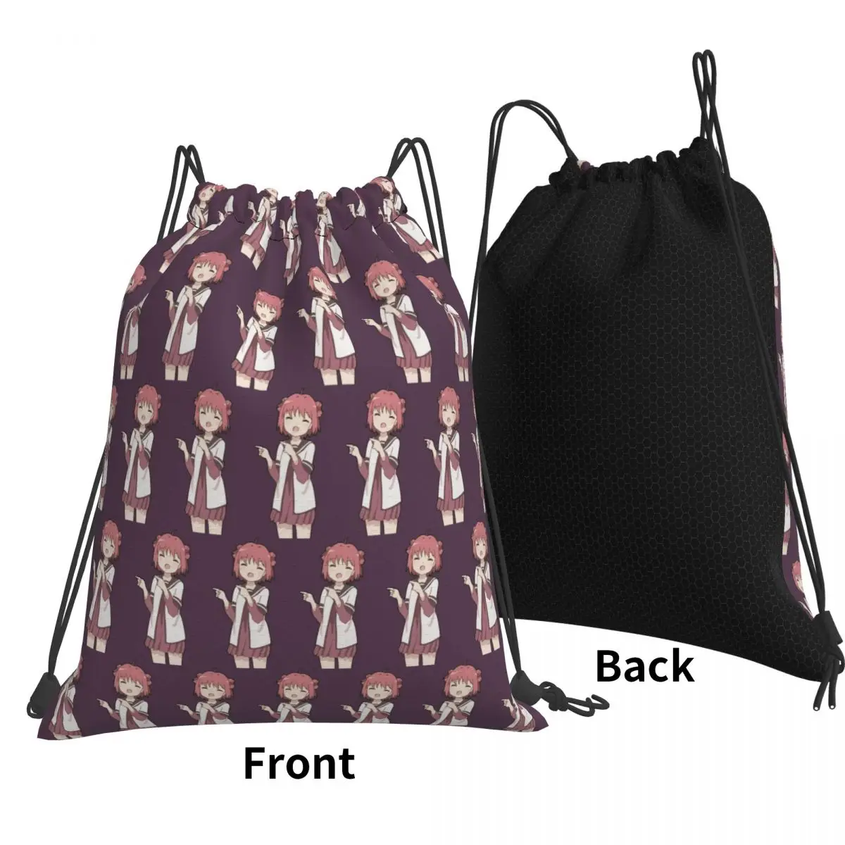 Akarin Dancing Yuru Yuri Backpacks Casual Drawstring Bundle Pocket Sundries Bag Book Bags for Travel Students