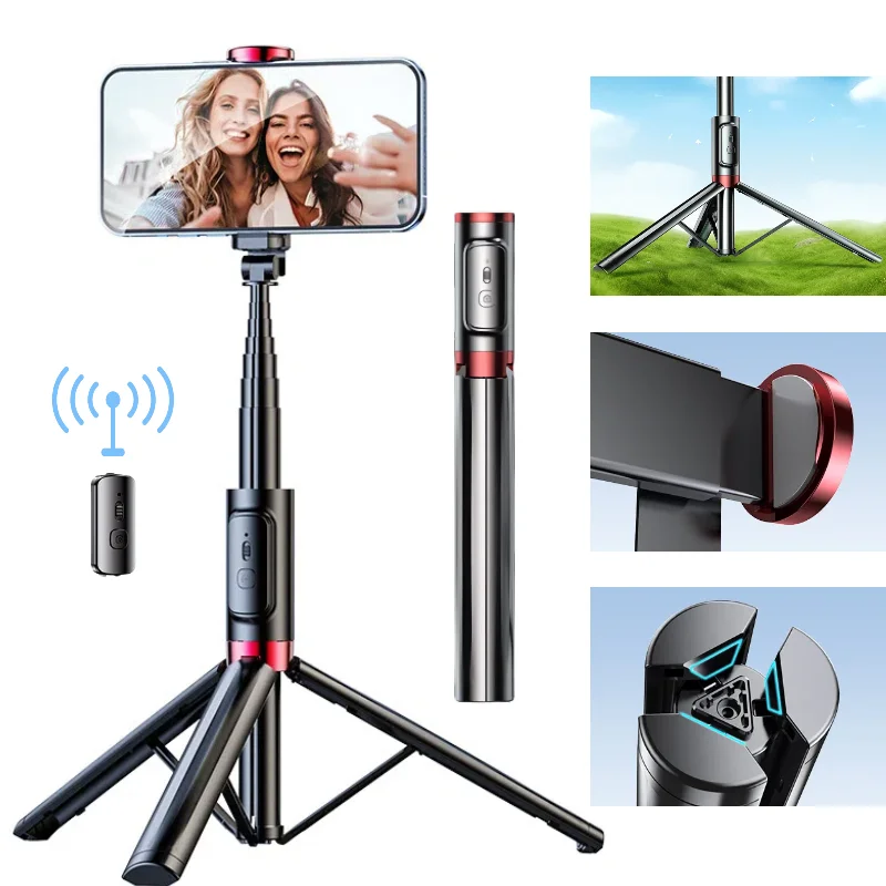 

Wireless Bluetooth Anti-shake Selfie Stick Tripod Aluminum+ABS Phone Stand with Remote Durable Outdoor Travel Photography Gear