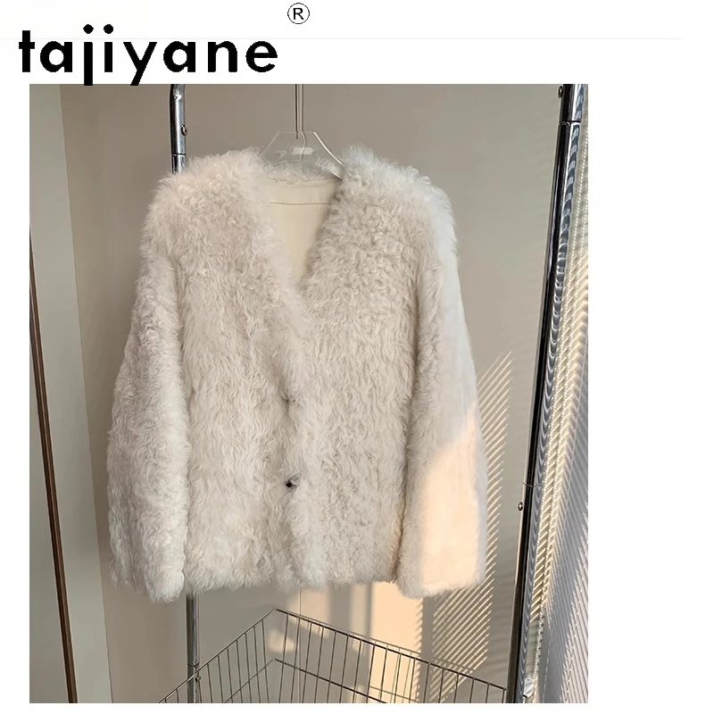 TAJIYANE 100% Real Tuscany Wool Sheepskin Fur Coat Woman Stylish Red Outerwears Warm Jacket 2025 Winter Clothes Women fourrure