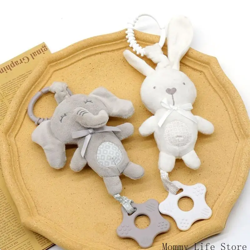 Cartoon Animal Shake Pendant Plush Elephant Rabbit Ratche Windchime dla noworodka Zabranie umiejętności trening