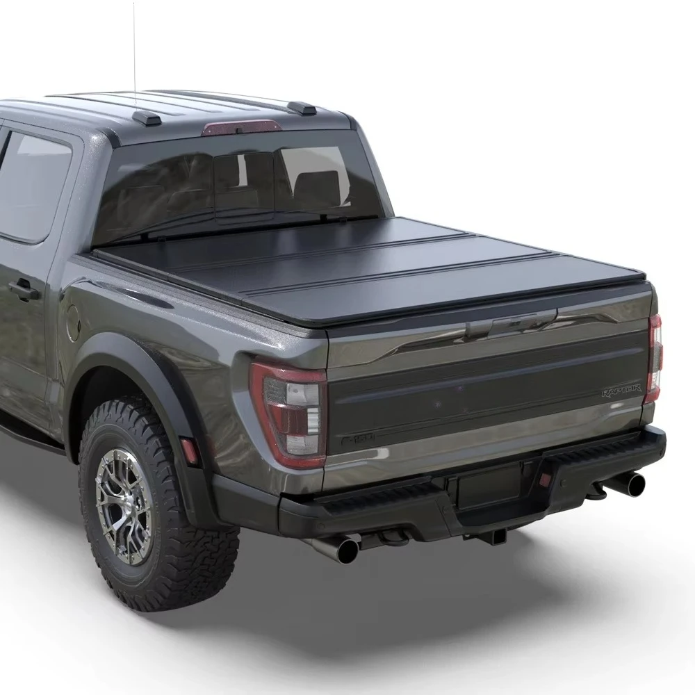 

Black Hard Tri-fold Tonneau Cover for Universal Pickups 3-Part Tonneau Cover Quality 4X4 Full Aluminum Truck Bed Cover for F150