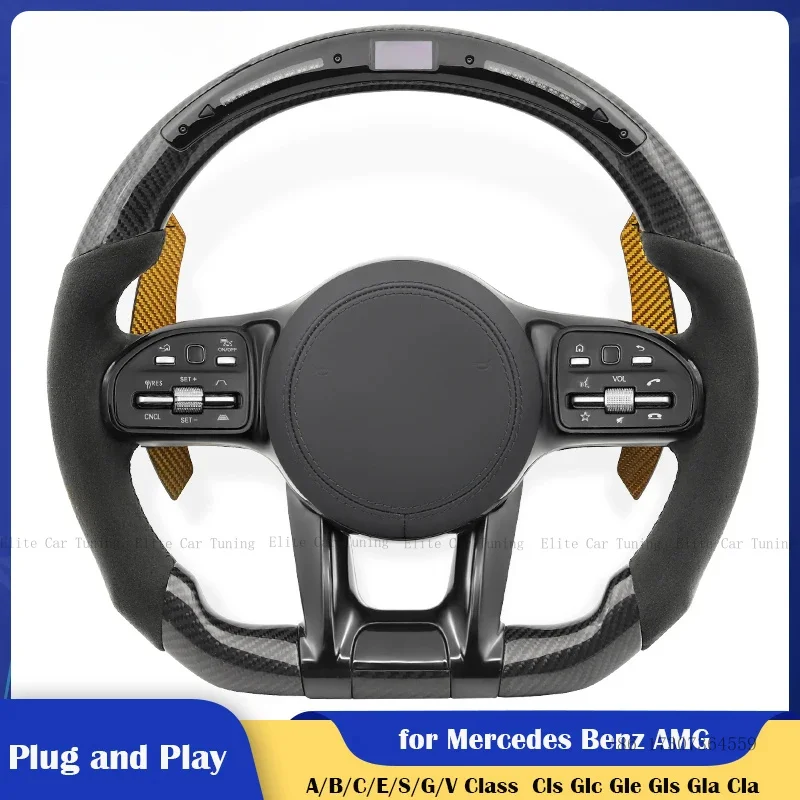 

Steering Wheel with Gold Paddle LED Carbon for Mercedes-Benz A C E S G CLS W204 W205 W206 W212 W213 W217 W221 W222 W223 C63 E63