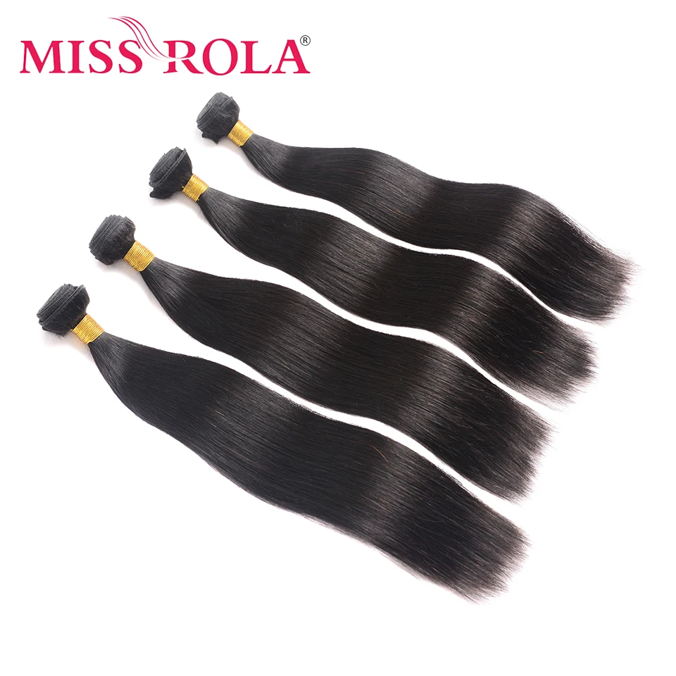 Miss Rola Hair Brazilian Hair Weave Bundles 100% Human Hair Straight 8-40 Inch Available Natural Color Remy Double Wefts