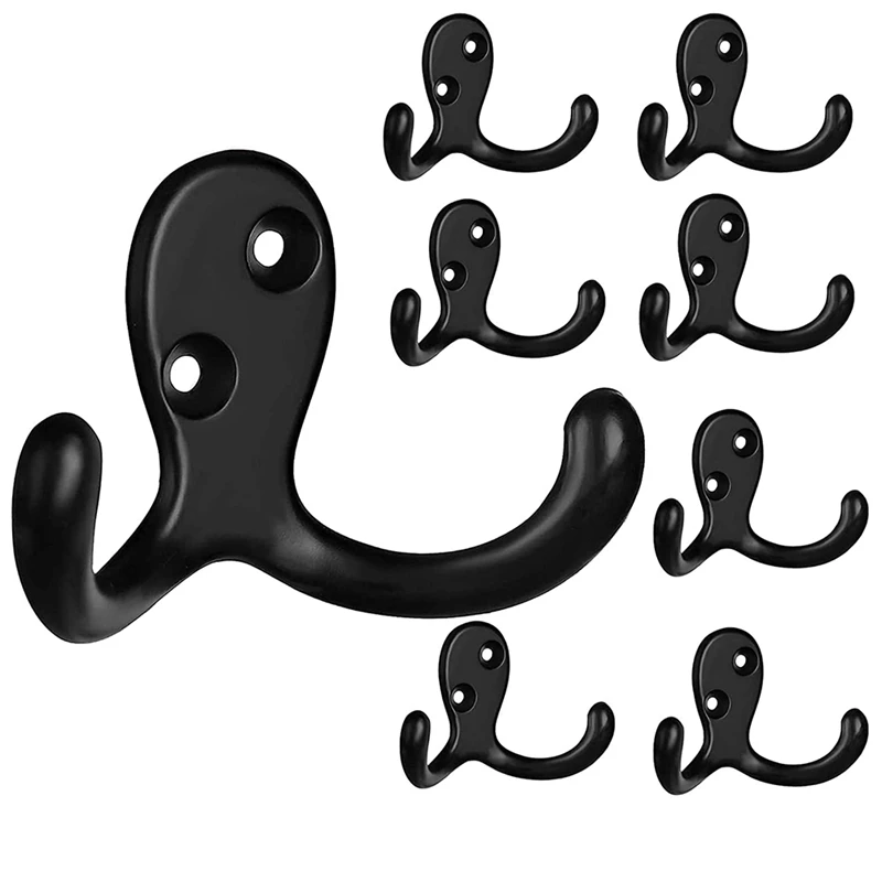 Promotion! Coat Hooks Wall Mounted, Dual Prong Wall Hook, Matte Finish Towel Hook Robe Hook, Double Hooks For Coats, Keys