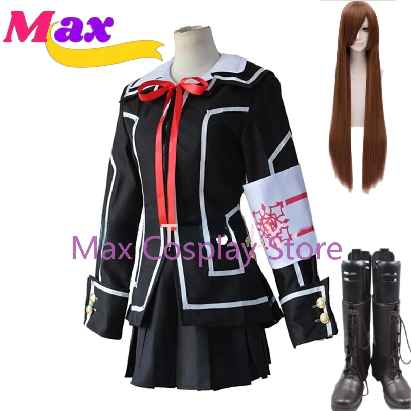 

Max Anime Vampire Knight Cosplay Costume Yuki Day Night Class Uniform Girls Cross Black White Dress Armband Shoes Wig