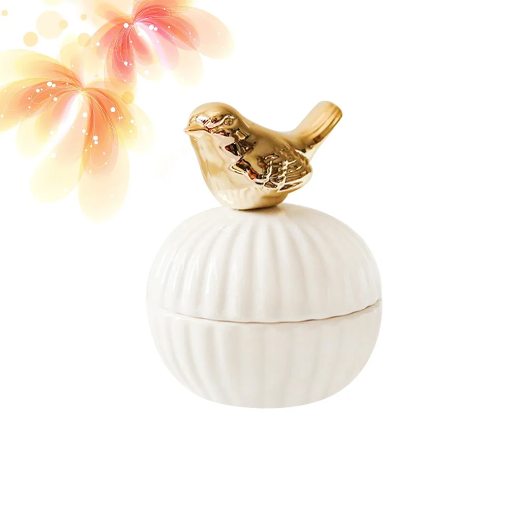 1Pcs Jewelry Box Gold Ceramic Decorative Elegant Storage Case Compact Portable Jewelry Organizer Durable Gift for Women