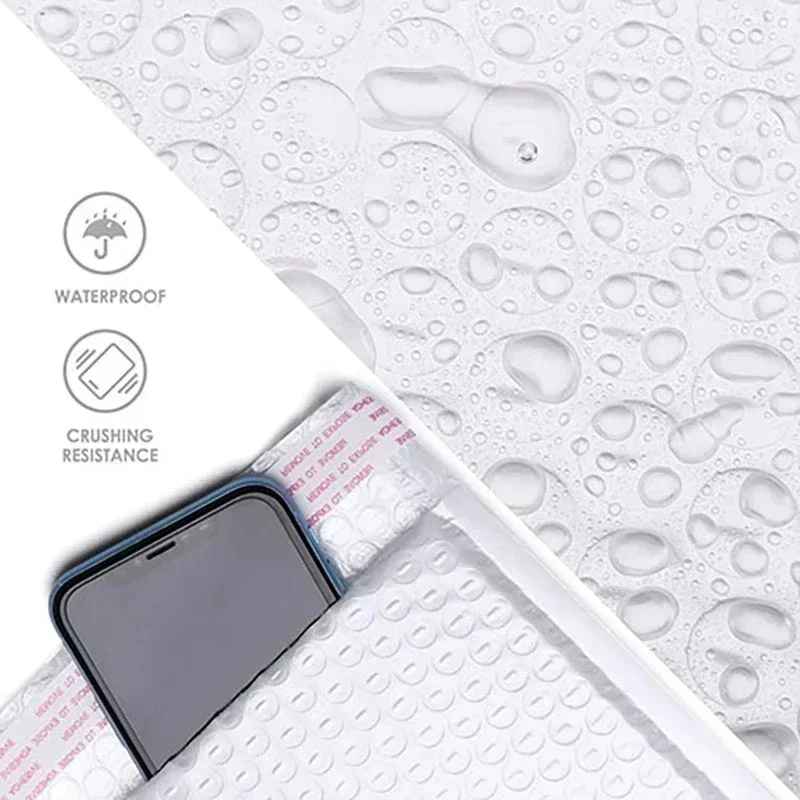 500PCS Packaging Bubler Mailing Bubble Packaging Poly Mailer Bubble Envelope Shipping Mailer Bag White Bubble Mailers Bag
