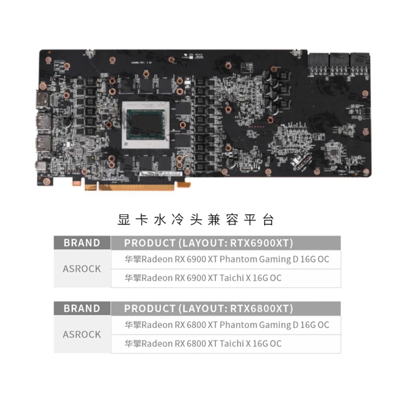 Bykski A-AR6900XT-X Water Block Use for Asrock RX6900XT/RX6800XT Phantom Gaming /RX6900XT/RX6800XT Taichi X 16G OC GPU Card