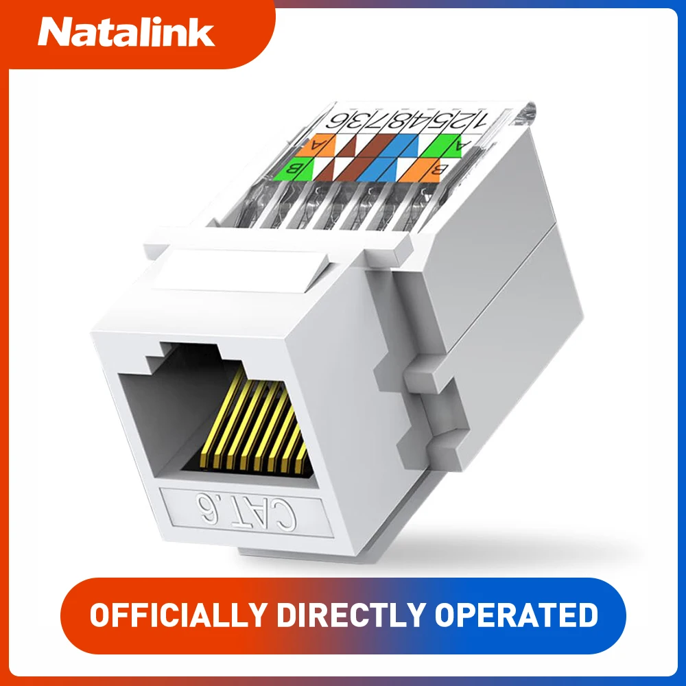 Natalink Cat6 RJ45 Tool-Less Keystone Ethernet Module Female Jack Network Connector No Punch-Down Tool Required Module Coupler