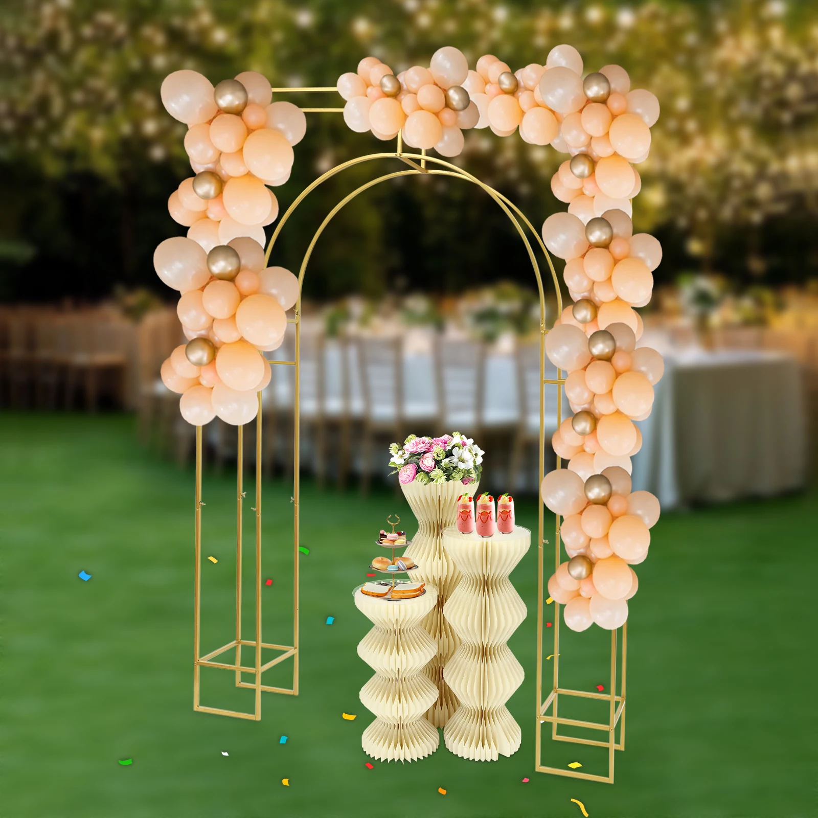 

Wedding Arch Wedding Arch Stand Gold Carbon Steel Rectangle Base Floral Balloon Backdrop for Ceremony Party DIY Decor