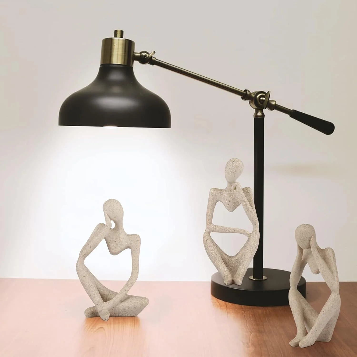 Thinker Style Abstract Sandstone Resin Sculpture Small Home Office Decoration Statue For Bookshelf Desktop Collection Gift