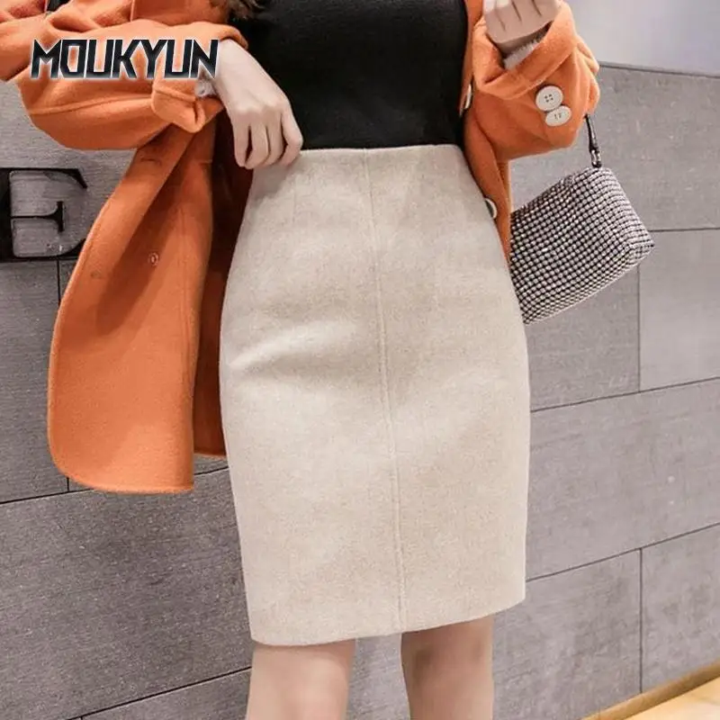

Korean Fashion High Waist Slim Women Skirts Elegant Office Lady Solid Stretch Pencil Skirts Hip-Wrap Mini Skirt Female Faldas
