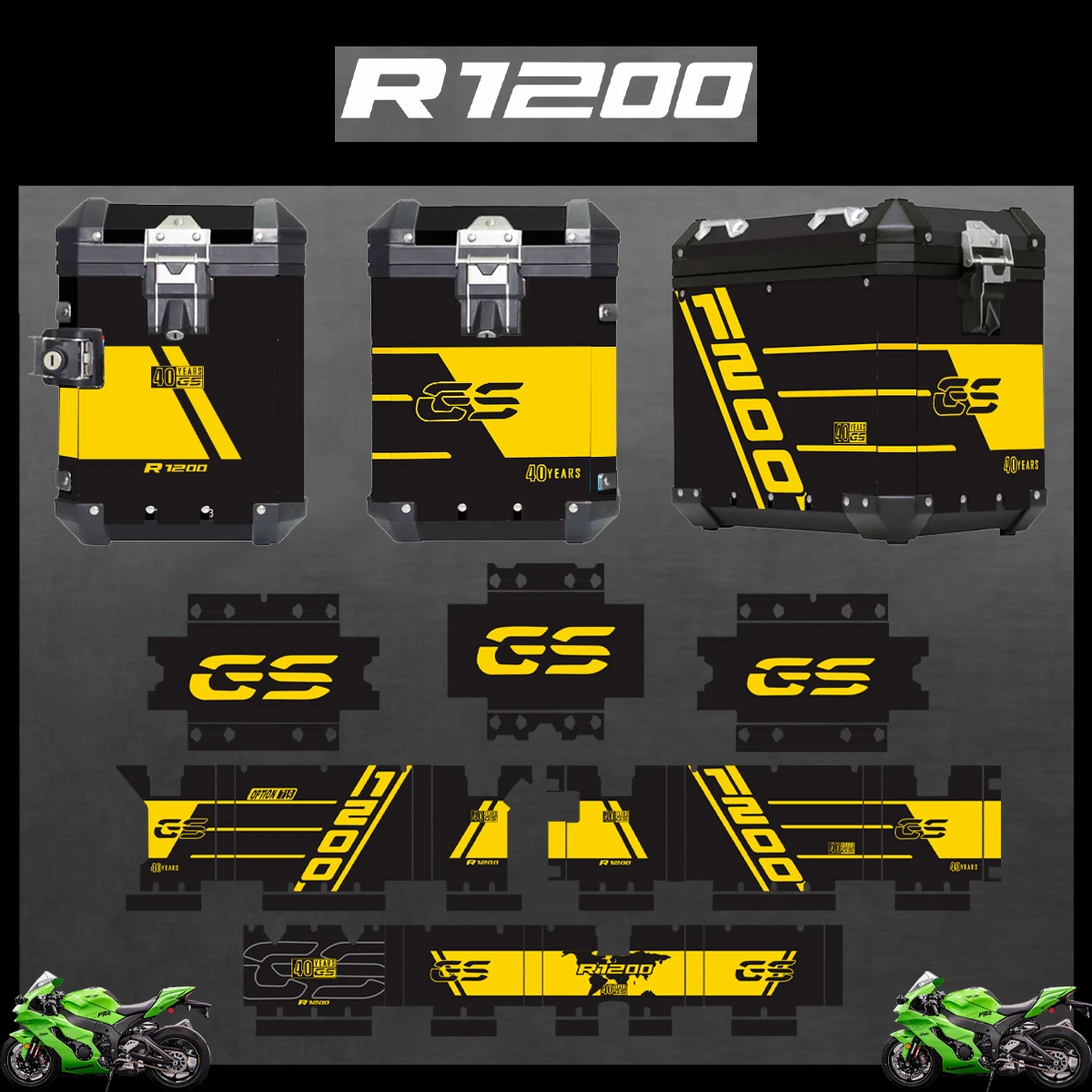 

Panniers 40 GS For BMW R1200GS R1200 GS ADV Triple Black Adventure 2004-2023 2022 2021 2020 Motorcycle Aluminum Box Sticker Case