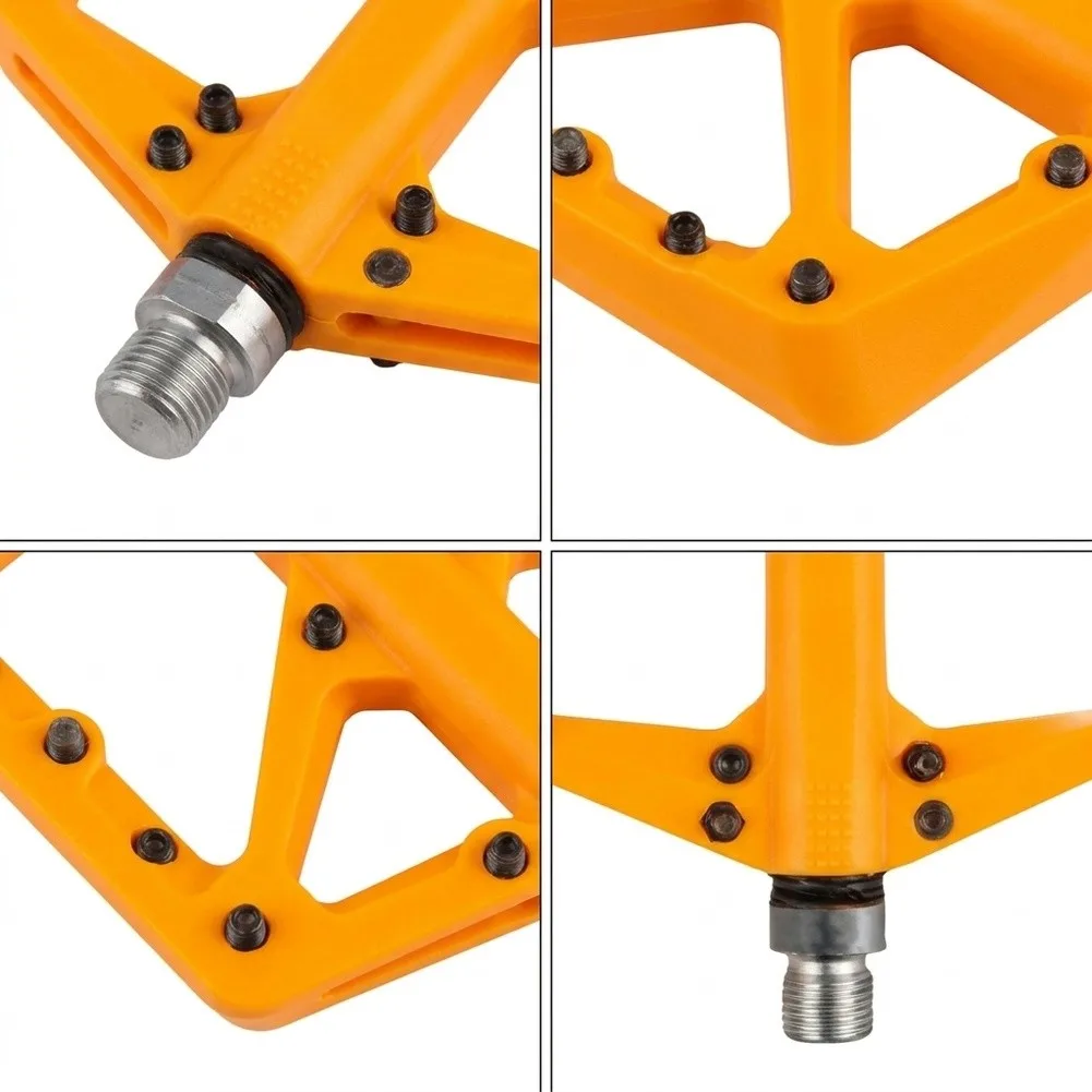 For Daily Commuting Bicycle Pedals Anti-slip Platform Lightweight Nylon Bike Pedals Orange General Thread Spec