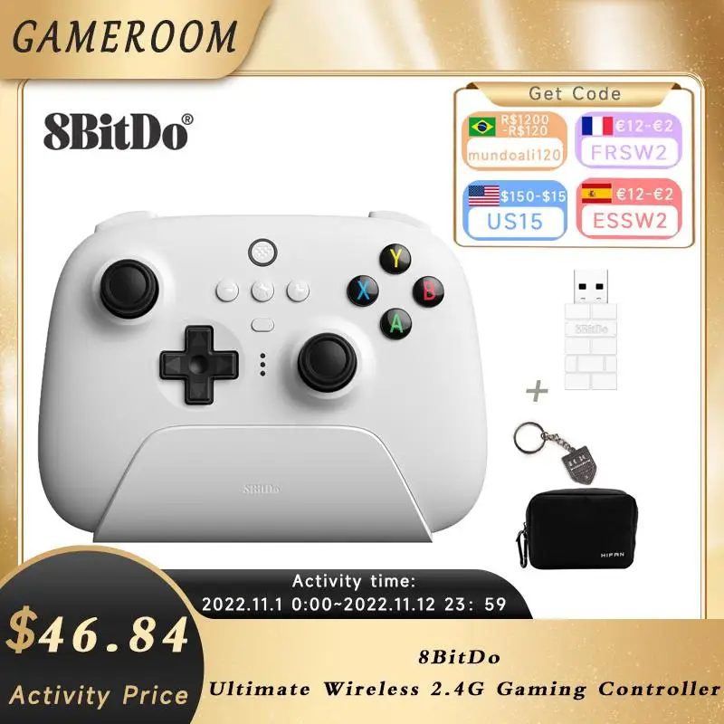 Top 8BitDo Ultimate Wireless 2.4G Gaming Controller with Charging Dock 2.4g Adapter for PC Windows 10 11 Steam Android