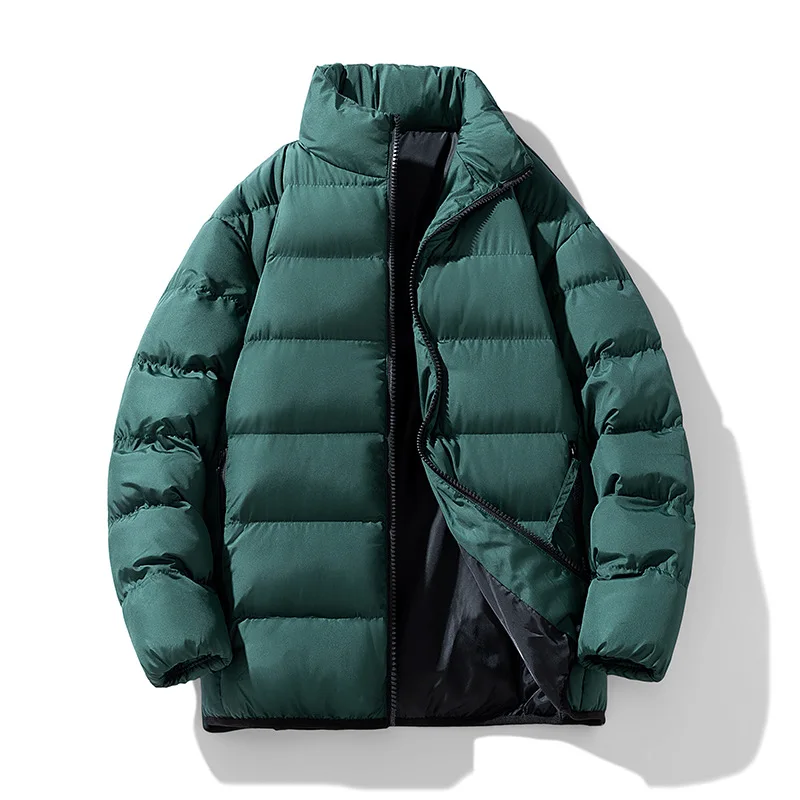 Новые модные парки с американскими кошками, зимние мужские однотонные утепленные бархатные повседневные модные простые куртки на молнии с воротником-стойкой